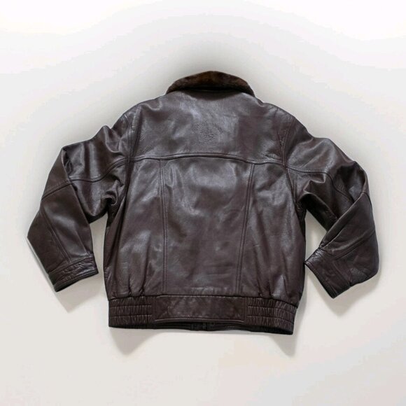 Santa Barbara Polo Racquet Club Leather Jacket Men 50 Brown LS Equestrian Vtg - Picture 16 of 16